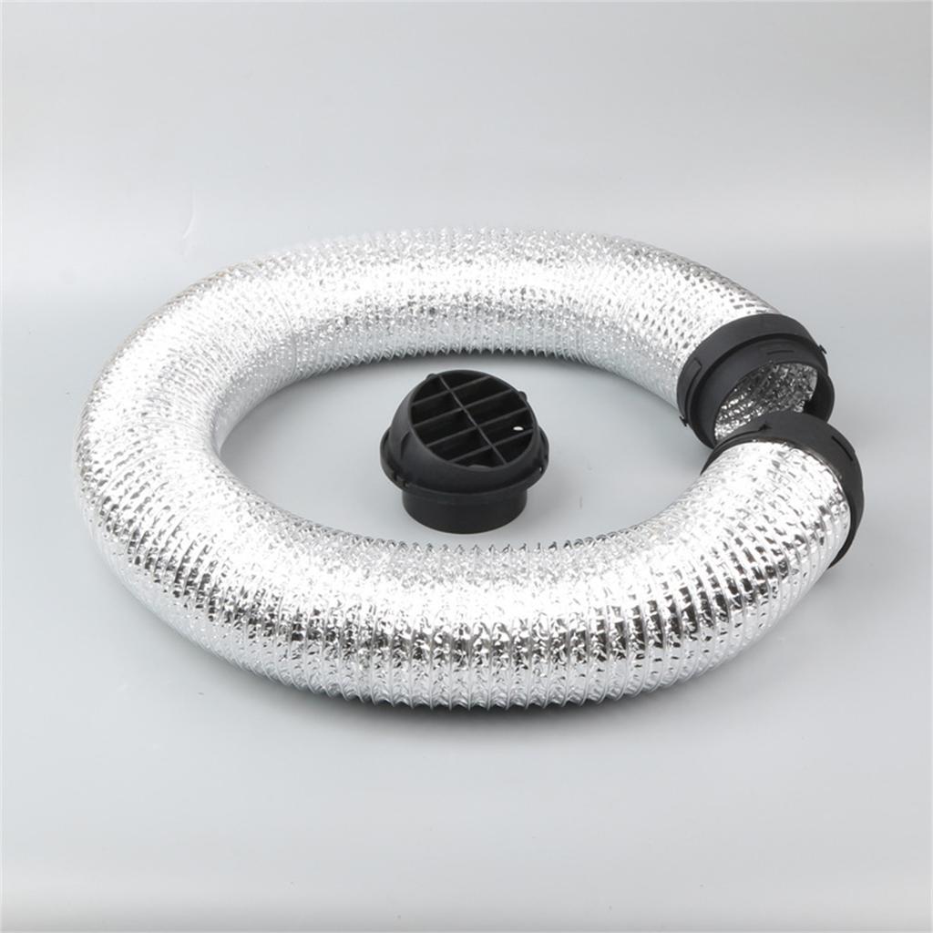 75mm/2.95in Diesel Heater Duct Kit 150cm/59.06in Hose and Vent Silver