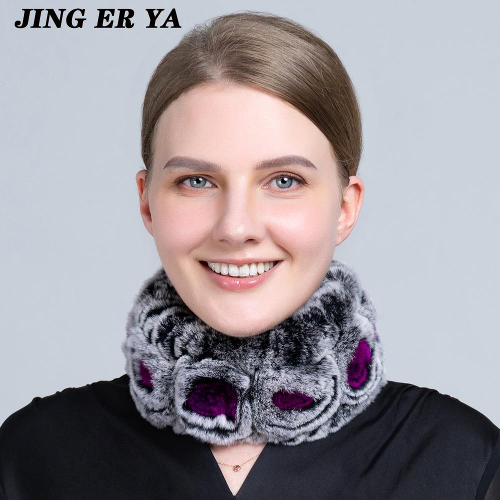 JINGERYA женский натуральный мех ручной работы эластичный меховой шарф вязать из натурального меха кролика рекс повязки на голову для девочек натуральный мех кольцо капюшон снуд шарфы зимние