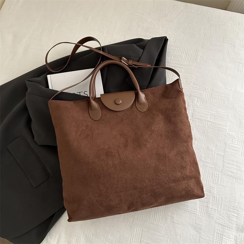 Матовая большая вместимость осенняя однотонная повседневная ретро-сумка-тоут сумка через плечо для поездок на работу