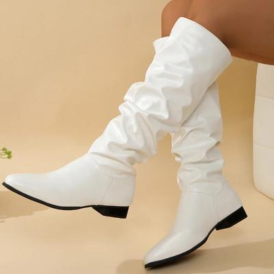 Мода 2024 Зима Новые Однотонные Круглый Носок Квадратный Каблук Сапоги до Колена Модные Удобные Износостойкие Ботинки Обувь для Женщин