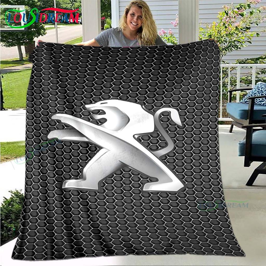Fashion Car P-Peugeot Logo Blanket Flannel Throw Blanket For Home Bedroom Bed Sofa Picnic Office Hiking Leisure Nap Gift