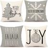 Christmas 4 Piece Throw Pillow Set Red Throw Pillow Sofa Cushion Linen Printed Cushion Bedside Cushion