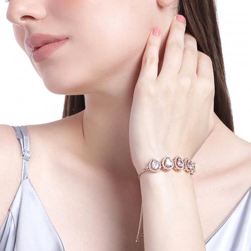 Estele Women's Bracelet with Precious Pears In Rose Gold and CZ