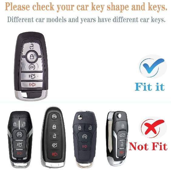 For Ford Key Fob Cover Case,with Keychain Fit Expedition for Mustang Fusion Raptor F250 F350 F450 F550 Edge Explorer Smart Remote Vehicle