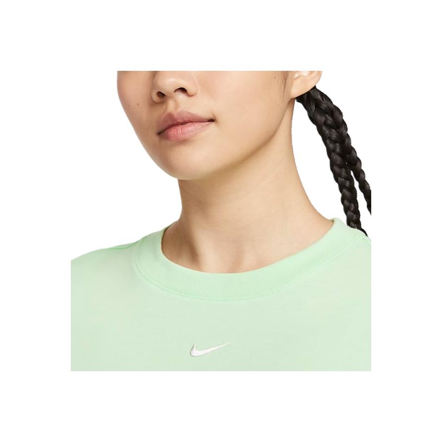 Nike Спортивная одежда Essentials Свободный крой Однотонный Пуловер с круглым вырезом Принт с логотипом бренда Платье с коротким рукавом Женские платья Паровой зеленый DV7883-376