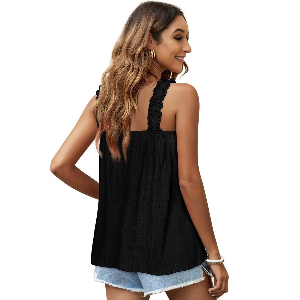 GMXIA Весенне-летний эластичный однотонный топ-халтер для женщин