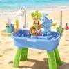 Песочный и водный стол-игрушка для малышей, с краном, аксессуарами для игры в еду, игрушкой для рыбалки, игрушкой-раковиной для игры на кухне с электрическим водяным насосом для мальчиков, девочек