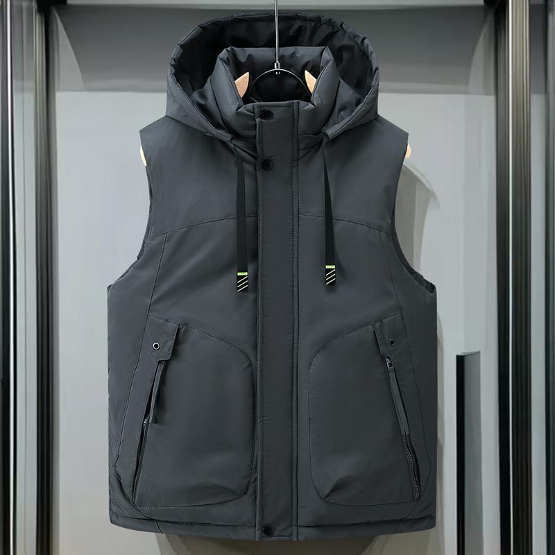 Модная мужская теплая жилетка Зимние безрукавки с капюшоном Большого размера Толстая Мужская Мужское пальто