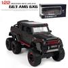 Масштаб 1/22 Benz G63 AMG 6x6 V12, внедорожная черная модель пикапа, игрушечный автомобиль из цинкового сплава со звуком и светом для детей, подарок для мальчиков и девочек