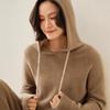 Women's Cashmere Loose Knit Hoodie - Honeycomb Sweater for Autumn/Winter