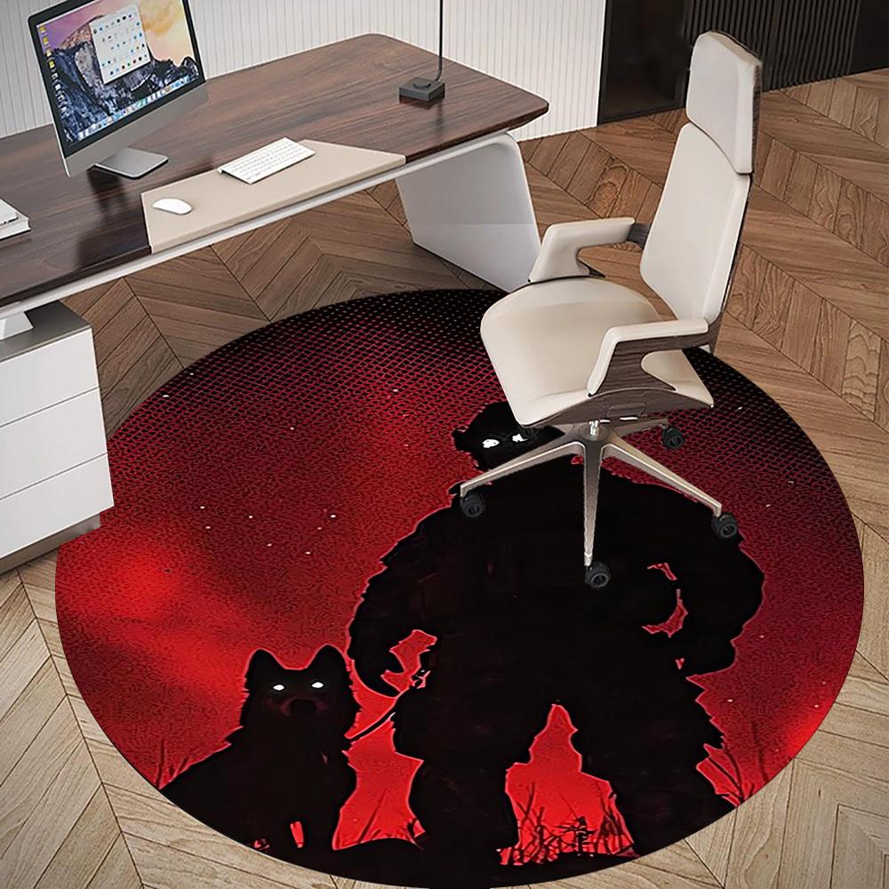 1PC Firefighter police dog Round Chair mat Area Rug - Non-Slip, Floor Mat for Office, Bedroom, home decor Christmas Gift c0528125
