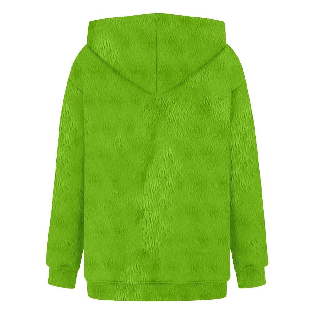 Women's Fashion Casual Long Sleeve Christmas Printed Flannel Top Hooded Sweatshirt