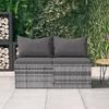 VidaXL Garden Middle Sofas and Cushions 2pcs Grey Wicker 362333