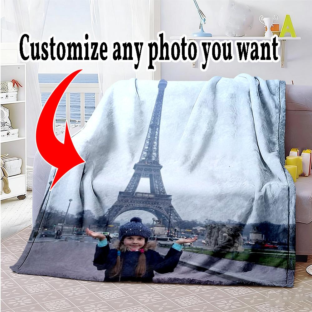 Customize Picture Customize Your photo Blanket Throw Personalized Blanket Durable Comfort Suitable for Picnics Bed Office Chair Sofa All-Season Use