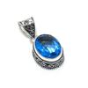 London Blue Topaz Gemstone Silver Pendant In 925 Sterling Silver - Handmade Oval Design, Everyday Wear Jewelry Mother' Day Gift