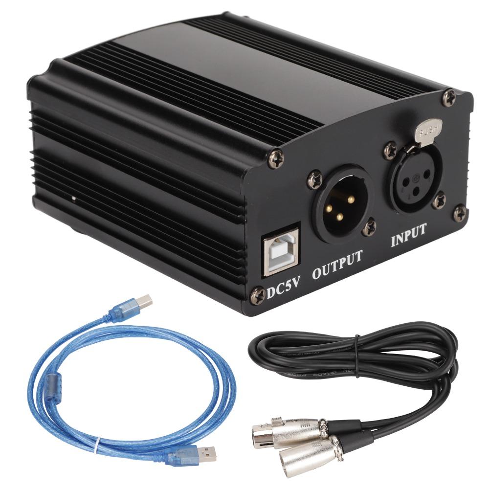 with XLR 3 Pin Cable and USB Cable Condenser Mic Power Supply USB Power Supply  Computer Recording