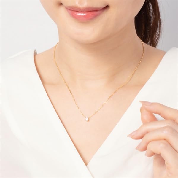 Diamond Approximately Appraisal Card Included Single Ladies K18 Yellow Gold Necklace 111911123006 [Official] 4℃ (Yondo Sea) 0.15ct