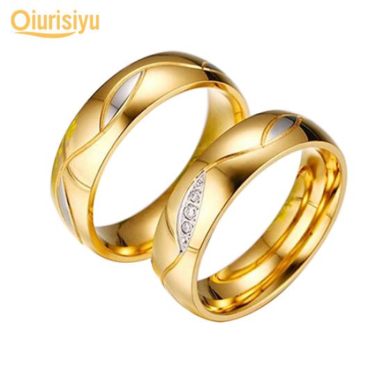 Women's Men's 18K Gold Plated Engagement Wedding Band Ring Zirconia Jewelry Gift Fashion Jewelry