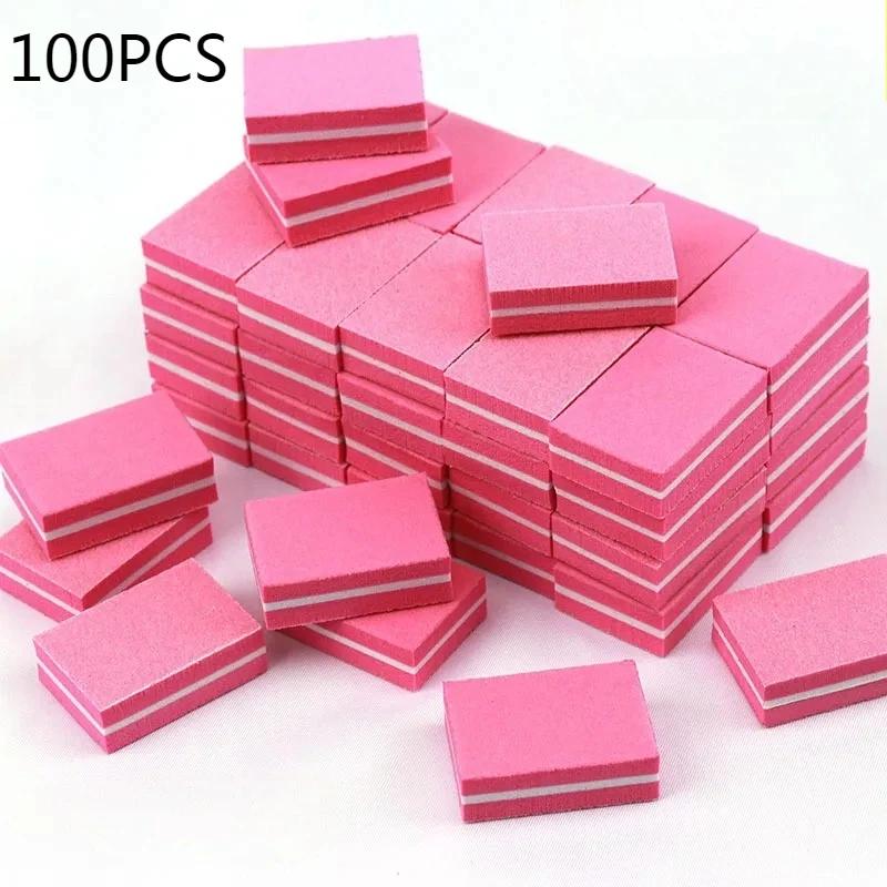 10-100PCS Double-sided Mini Nail File Blocks Colorful Sponge Nail Polish Sanding Buffer Strips Polishing Manicure Nail Art Tools