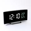 Living Room Curved Screen LED Mirror Digital Temperature and Humidity Electronic Clock Home Desktop Sleeping Alarm Clock Bedside Clock Gift