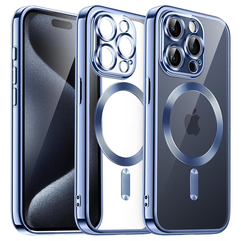 Магнитный чехол с гальваническим покрытием для iPhone 16 15 14 Plus 13 12 11 Pro Max Защитное стекло для объектива камеры для беспроводной зарядки Magsafe Чехол
