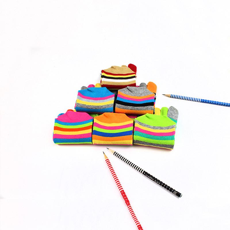 Cute Cotton Five Finger Toe Socks Men Women Rainbow Socks Colorful Striped Creative Comfortable KTB