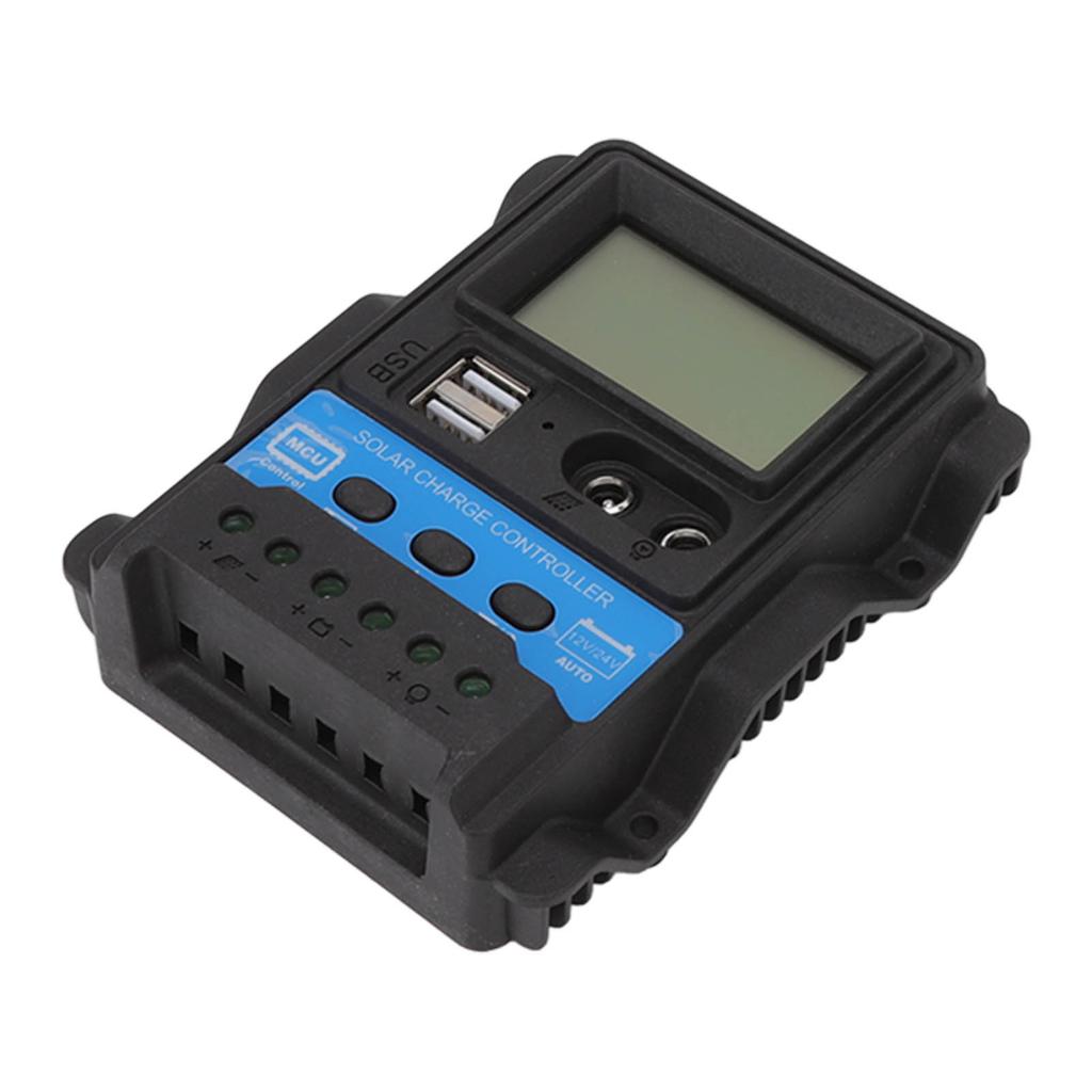 12V 24V Auto Solar Charge Controller PWM Solar Power Controller Dual USB LCD Display 10A