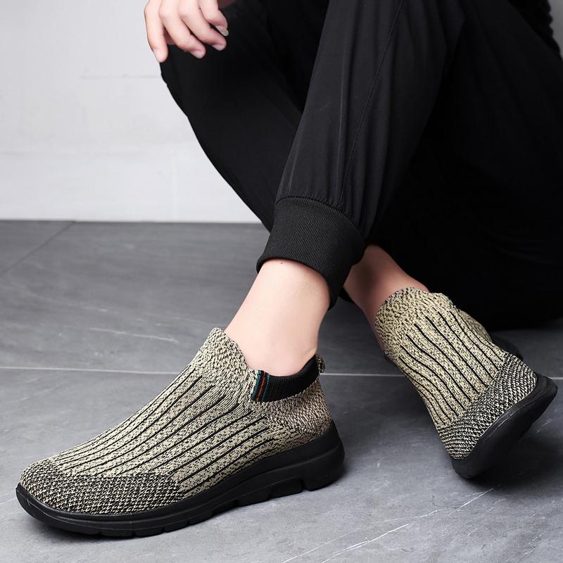 Модные повседневные кроссовки мужские с мягкой подошвой, для хайкинга, эластичные носки с сеткой, дышащие, легкие, на платформе, ленивые беговые кроссовки Tênis Masculino