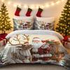 3pcs Santa Claus Printed Bedding Set, Soft and Coreless, Multiple Sizes To Choose From, Machine Washable Christmas Gift