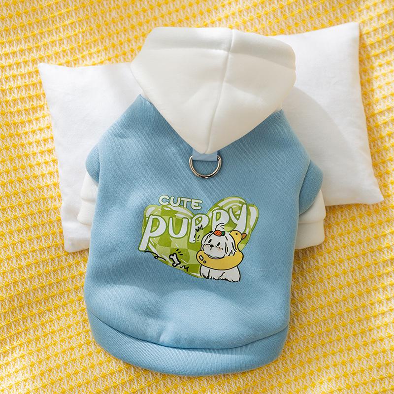 Hooded Pet Sweater Warm Thermal Cotton Two Legs Outfit Winter Dog Cat Clothes Comfortable Pet Hoodie Leash Hole Soft Pet Jacket