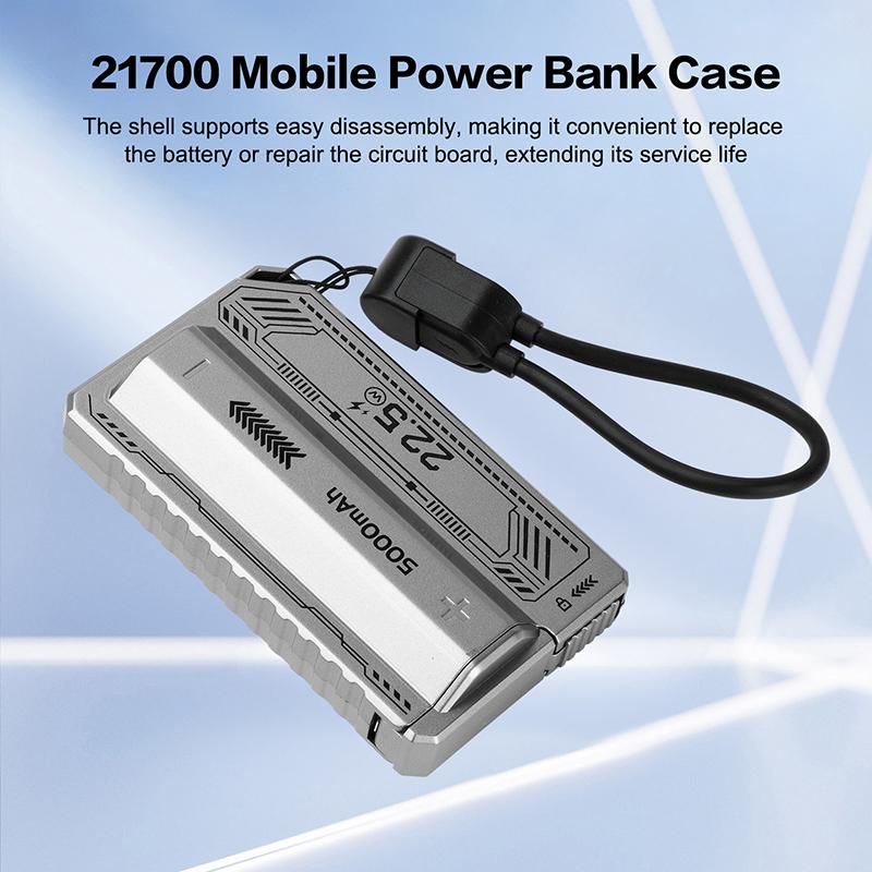Корпус Power Bank 21700, PD 20 Вт, Быстрая зарядка, Съемный корпус для DIY аккумуляторов, Встроенный кабель, Батарейный бокс