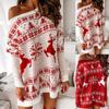 Women's /Winter Knitted Sweater Christmas Print Loose Long Sleeve Dress