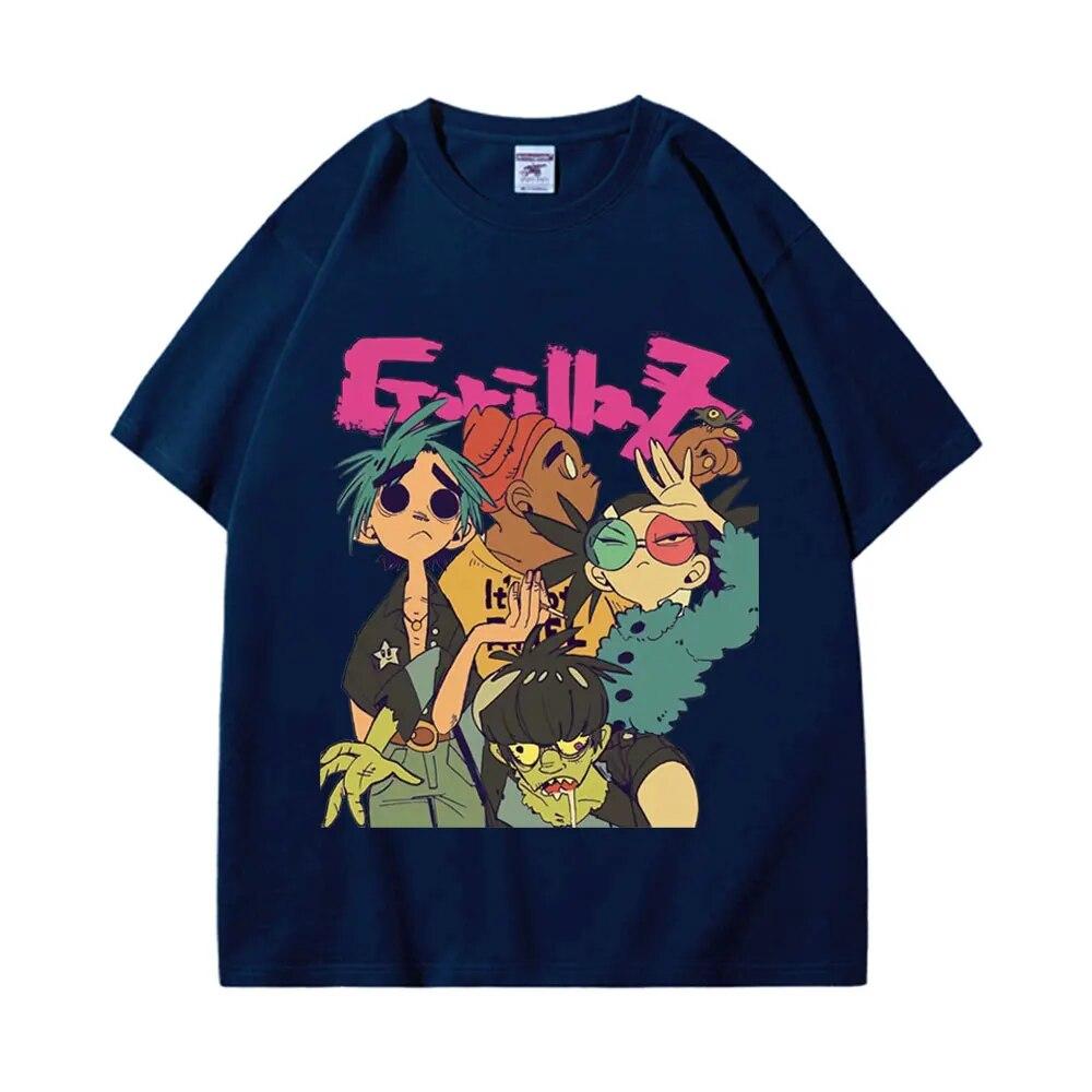 Trend Band Gorillaz Футболки с принтом Унисекс Женские модные футболки большого размера в готическом стиле в стиле хип-хоп Футболка с коротким рукавом