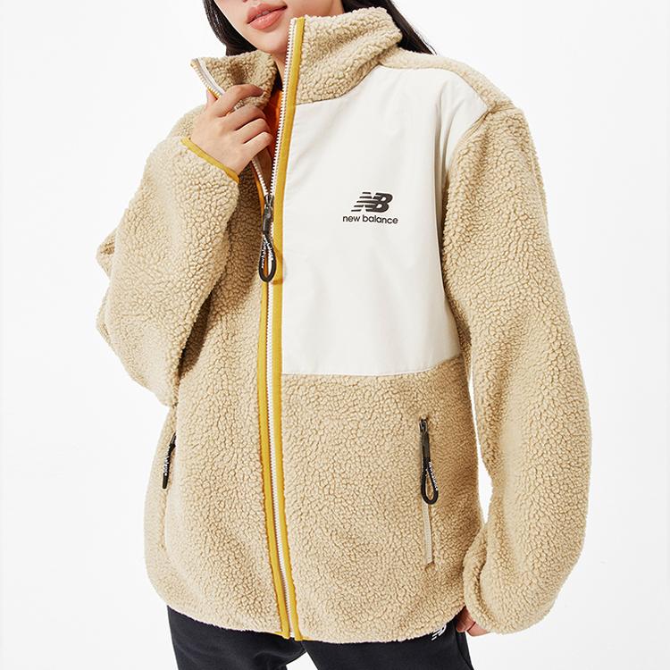 New Balance Velvet Jackets Unisex Khaki Stand Collar Moderate AMJ13346-DWW