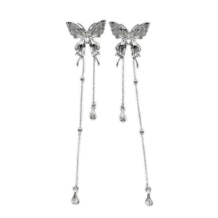 Изысканные серьги-кисточки из серебра 925 пробы с бабочками — элегантный, элитный нишевый дизайн для женщин