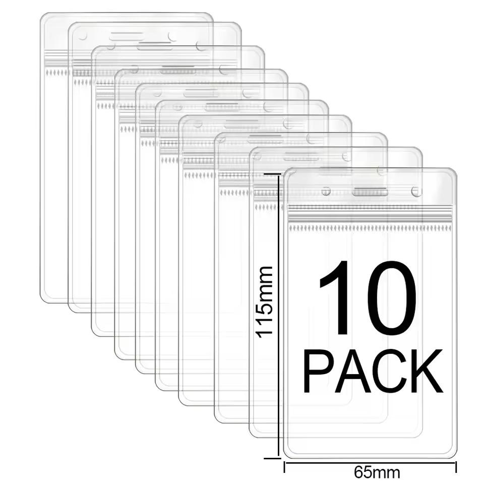 50-1PACK ID Card Name Badge Holder Waterproof Card Protector IDCard Credit Collect Vertical Sleeve Pouch Office School Supplies