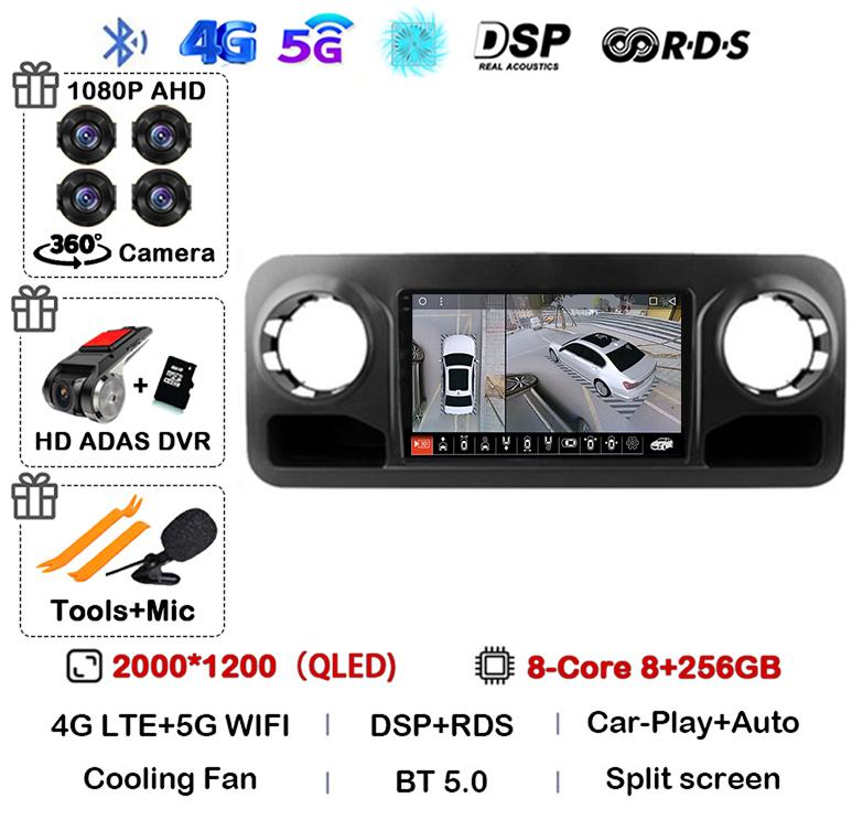 Android 14 Auto Carplay для Benz Sprinter 2018 2019 2020 2021 2022 Автомобильный радиоприемник Мультимедиа Видеоплеер Стерео GPS 4G WIFI Аудио BT