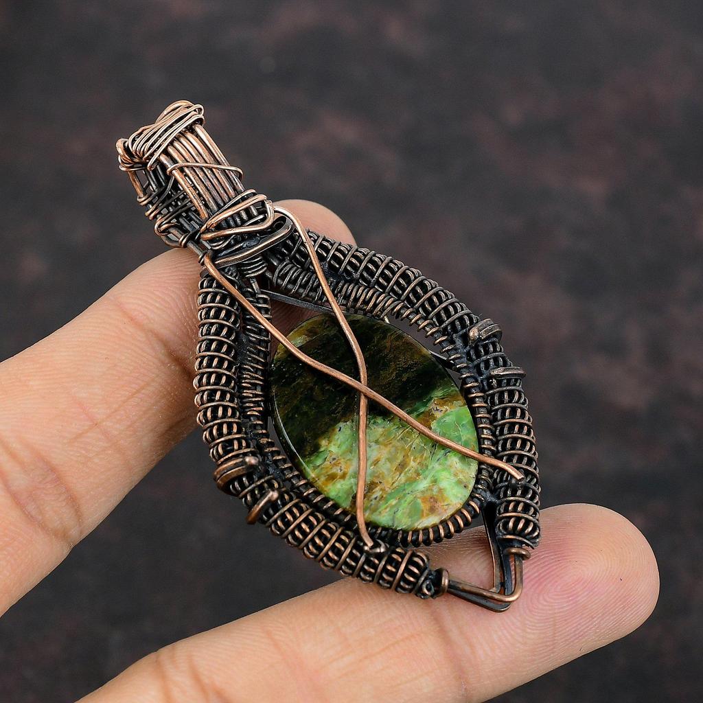 Австралийский хромированный кулон с халцедоном, кулон с радужным лунным камнем, медная проволока, кулон, ювелирные изделия из драгоценных камней, кулон ручной работы, медные ювелирные изделия