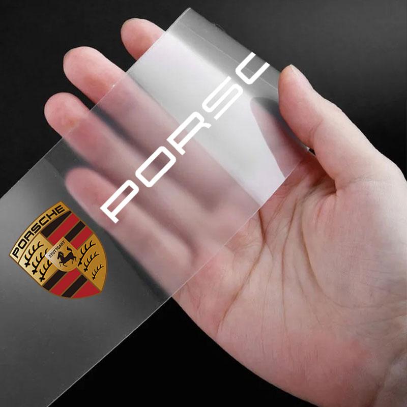 4Pcs Car Threshold Protector Transparent Decorative Badge 3D Sticker For Porsche 911 918Spyder 928 944 968 Boxster Cayenne Macan Panamera