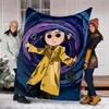 1pc Coraline4 Theme Blanket - Digital Print, Polyester, Cozy for All Seasons, Perfect for Outdoor, and Travel