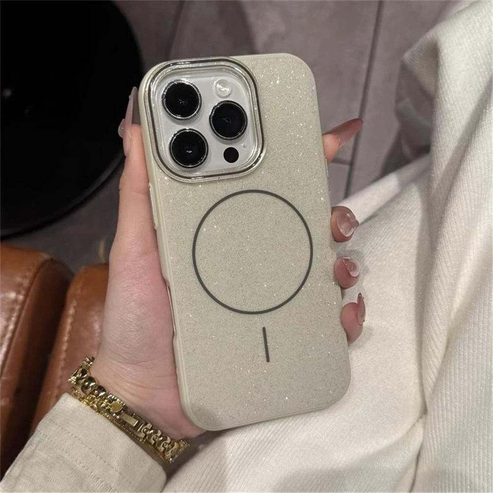 Glitter Wireless Charge Phone Case For For Iphone 11 12 13 14 15 16 Pro Max Plus Magnetic Bumper Back Cover