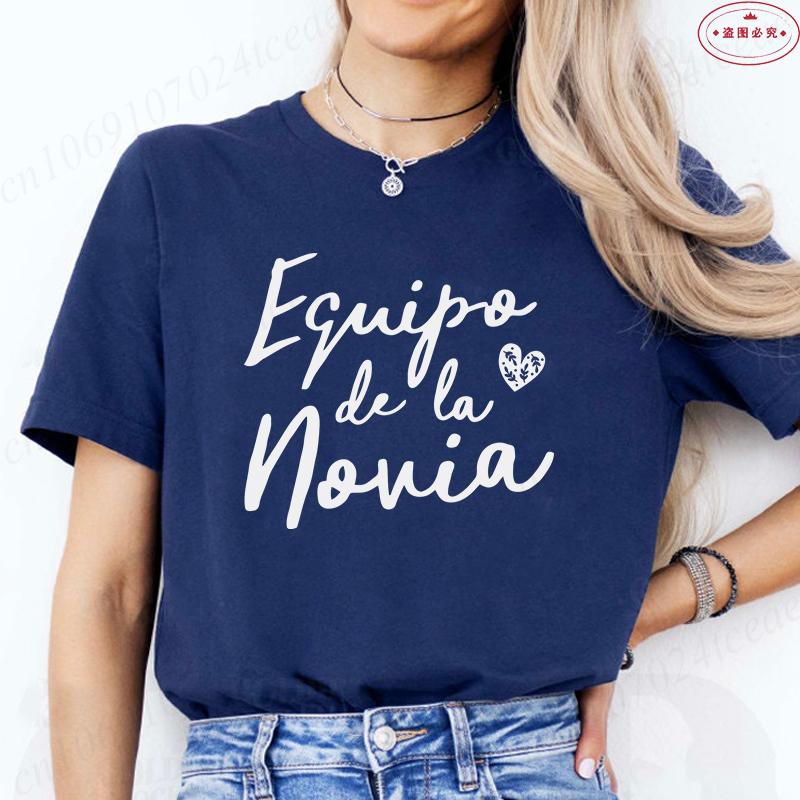 Spanish Team Bride Squad T-Shirt Woman Bachelorette Party Blouses Girl Single Farewell Tops Bridal Wedding Short Sleeve Tees