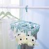 Laundry Hanger with 32 Clips Foldable Laundry Clothespin Drying Rack for Socks Underwear Bras ScarfBlue