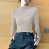 Autumn and Winter Elegant Half-high Collar Modal Base Shirt Women's Autumn Fleece-lined Women's Slim-fit Long-sleeved High Collar Inner Top