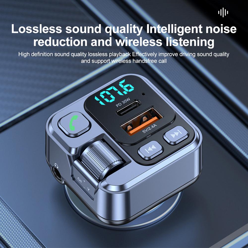 Автомобильный Bluetooth 5.1 FM-передатчик PD30W QC3.0, быстрая зарядка, автомобильное зарядное устройство, Bluetooth-адаптер, беспроводной автомобильный комплект громкой связи, MP3-плеер для всех телефонов