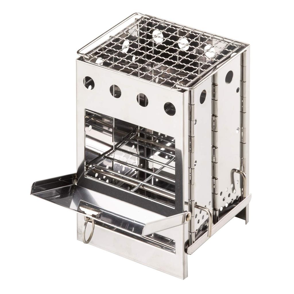 BUNDOK Box Stove BD-470, Fire Pit, Camping/Touring, Silver