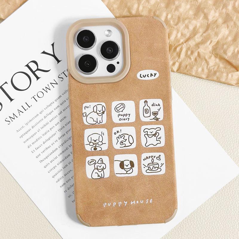 Zhitai Retro Leather Cartoon Case, Compatible with iPhone 12-16, including iPhone 14 Pro and 13.