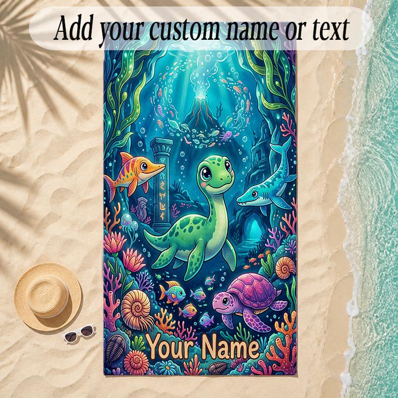Mermaid Theme Soft Beach Towel Personalized Custom Name Text Towel Portable for Beach Pool Travel