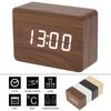 LED Wood Alarm Clock Voice Control Time Date Temperature Digital Rectangle Table Desktop Clocks