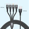 For iPhone 15 Series 2m 4-in-1 66W 6A 4-Output Fast Charging Charging Cable USB to 8Pin+Micro USB+Dual Type-C Braided Cable Adapter